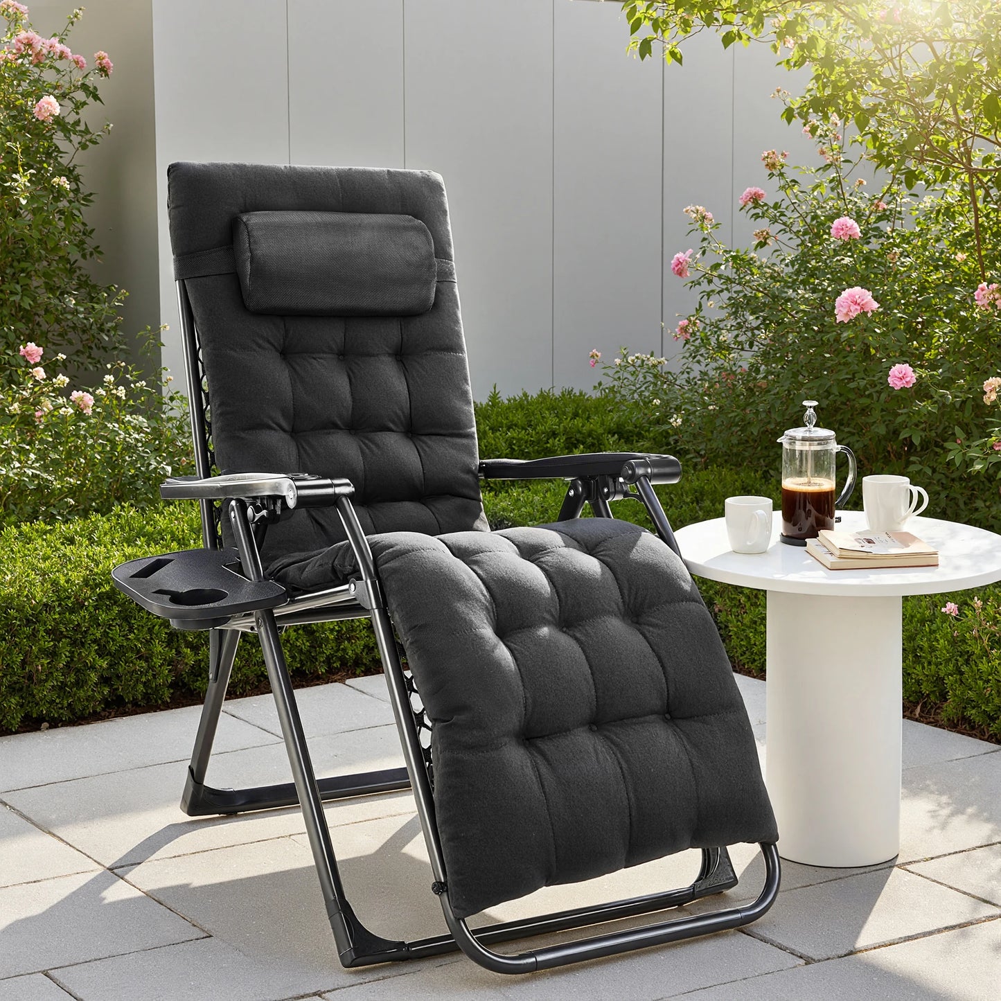 JHK Zero Gravity Recliner Set 2 Portable Outdoor Lounge Chairs