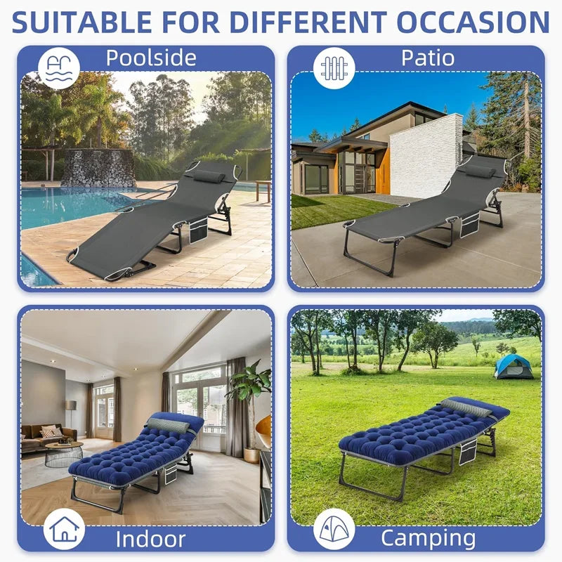 Snozeflex Camping Cot With Mattress Four Position Folding Bed