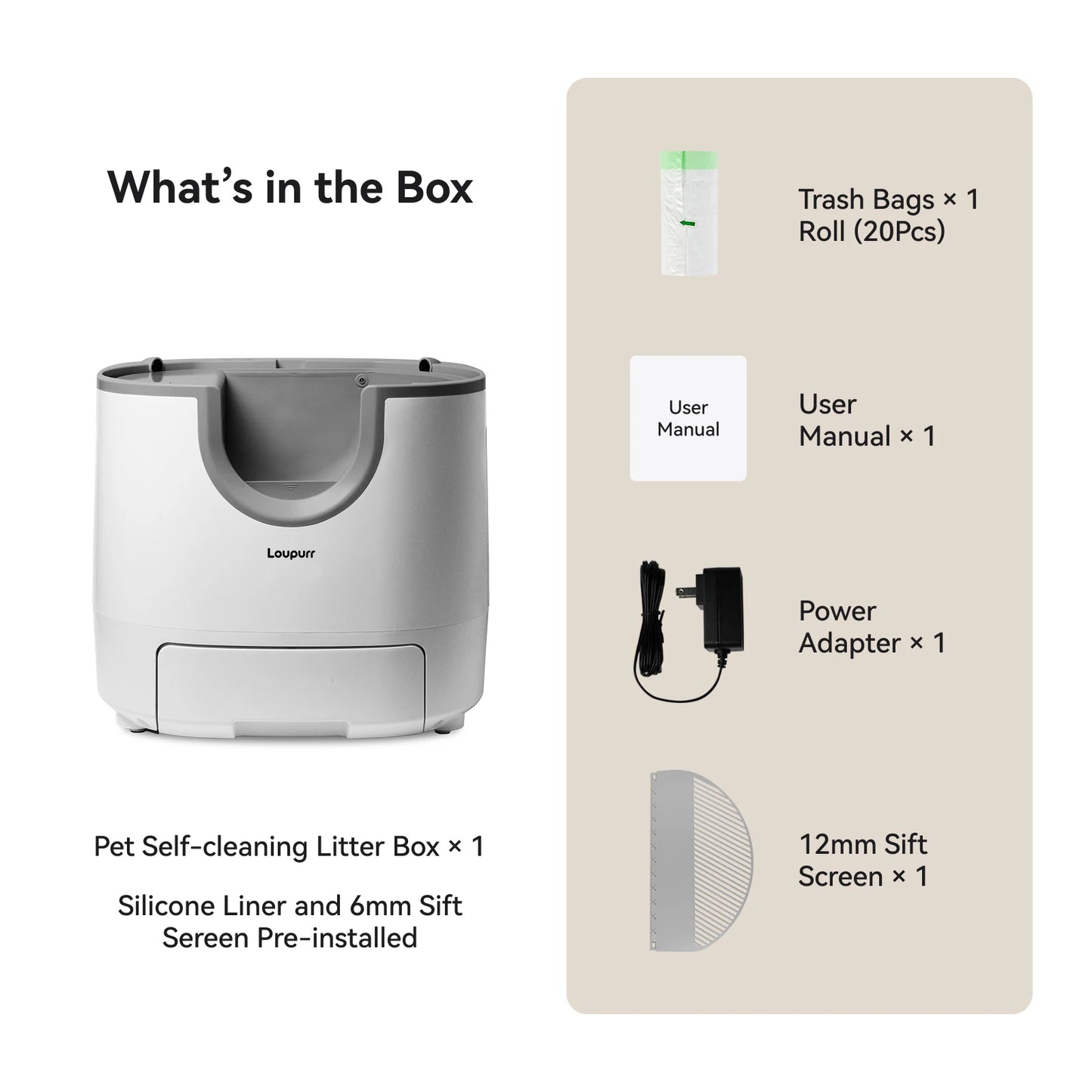 Loupurr L1 Open-Top Automatic Self-Cleaning Cat Litter Box