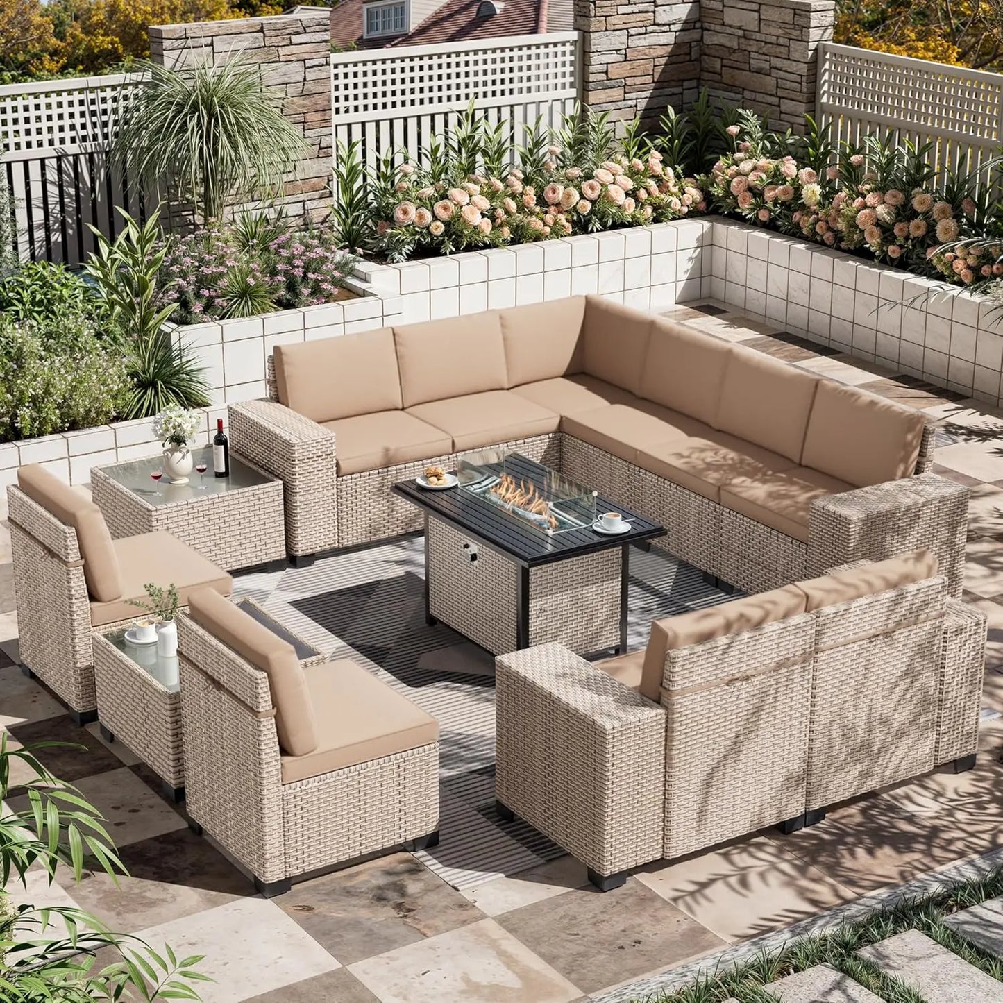Outdoor Patio Wicker Sectional Sofa Set For Garden And Patio