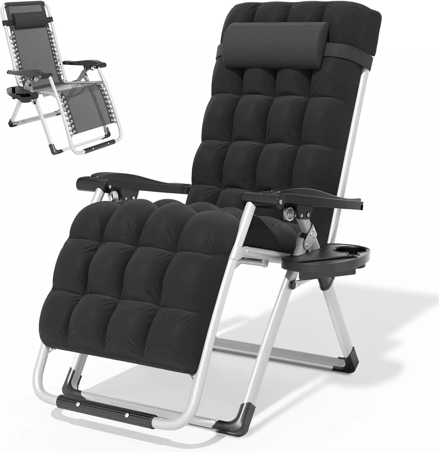Zero Gravity Chair With Cushion Reclining Outdoor Patio Lounger