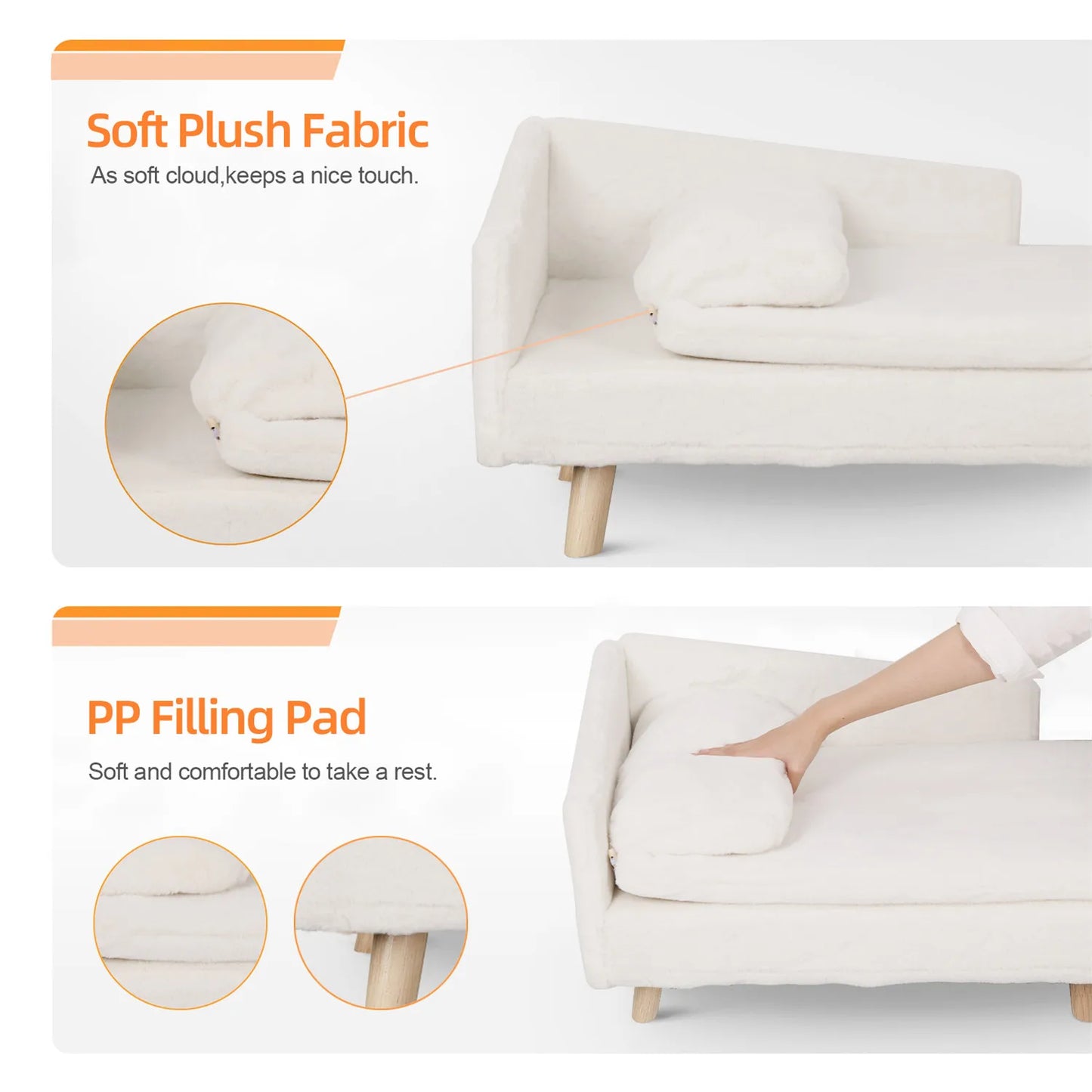 BINGOPAWCN Elevated Pet Bed With Sturdy Wood Legs Waterproof Pad