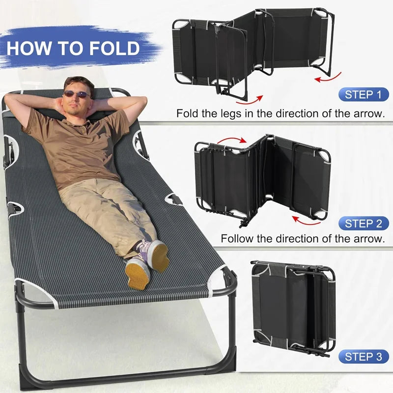 Snozeflex Camping Cot With Mattress Four Position Folding Bed