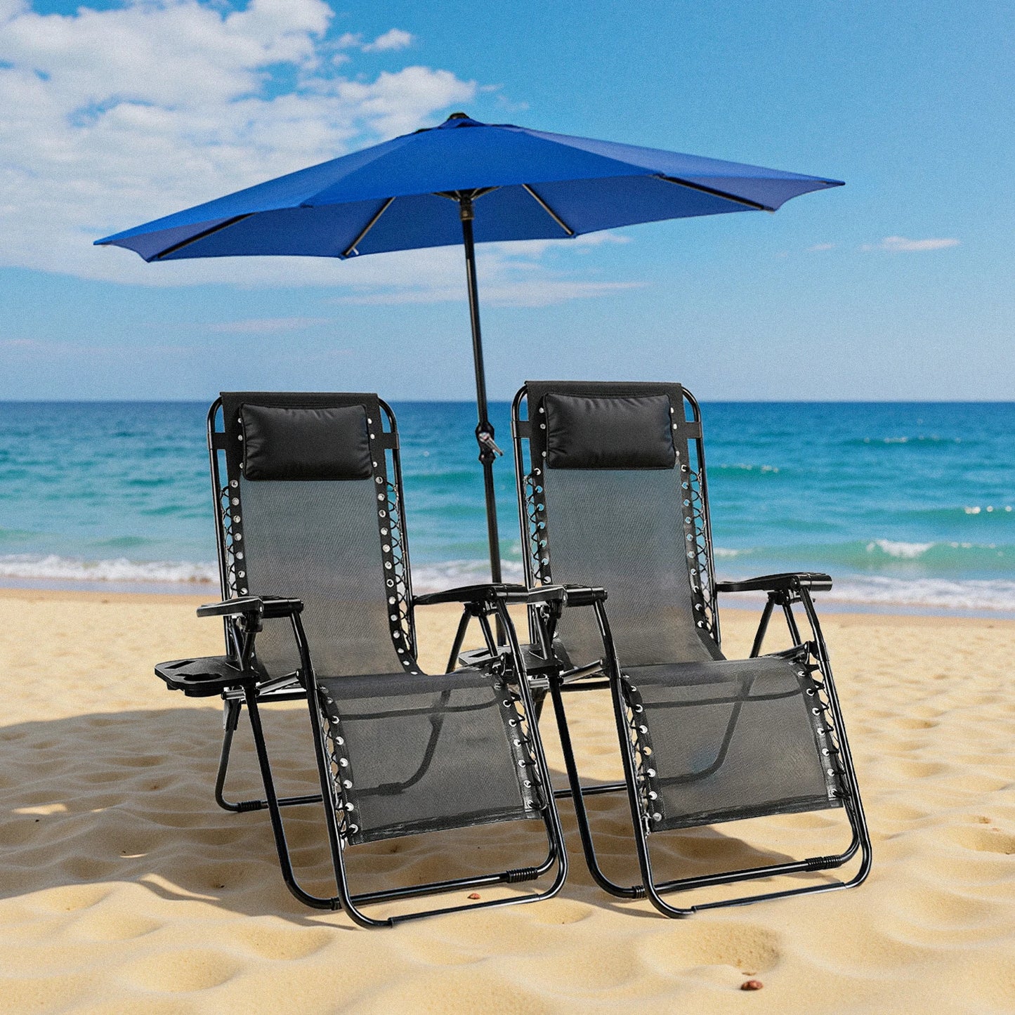JHK Zero Gravity Recliner Set 2 Portable Outdoor Lounge Chairs