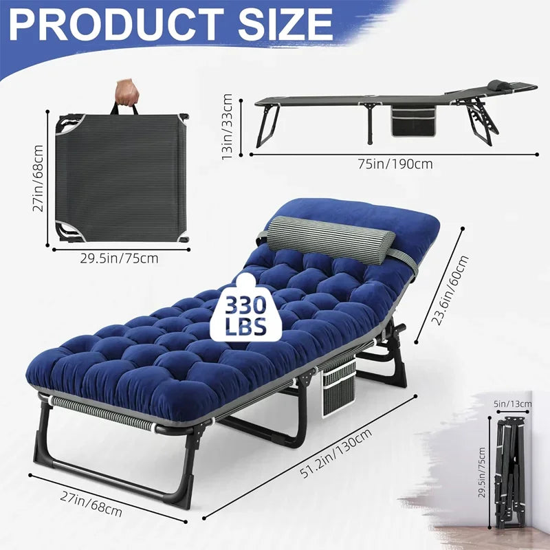 Snozeflex Camping Cot With Mattress Four Position Folding Bed