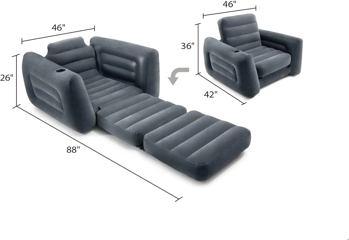 Inflatable Pullout Chair Bed With Built In Cupholder
