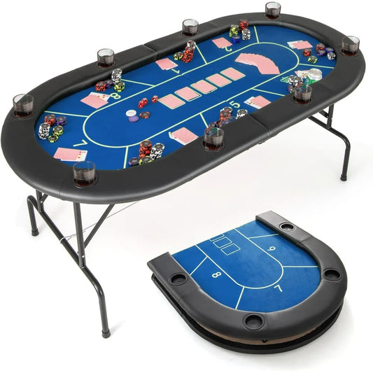 DAFIFY Foldable Poker Table for 8 Players with Cup Holders