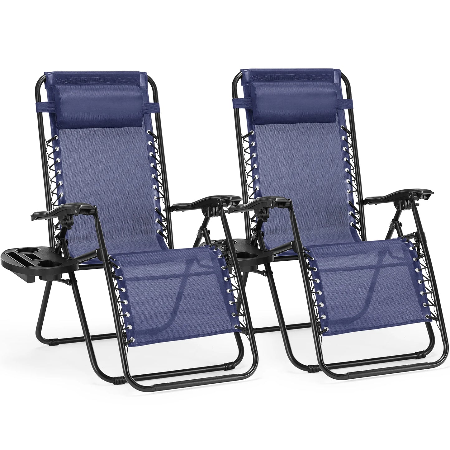 JHK Zero Gravity Recliner Set 2 Portable Outdoor Lounge Chairs