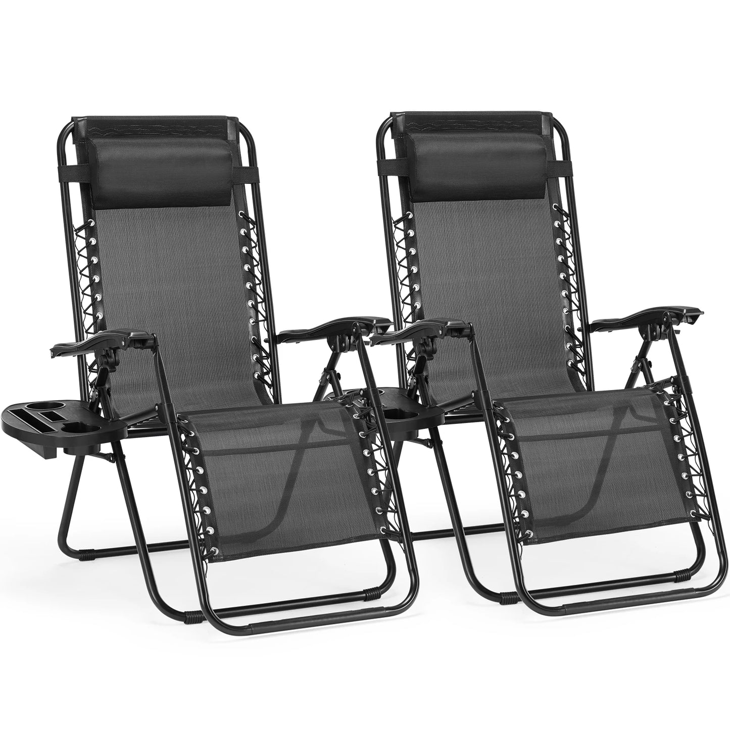 JHK Zero Gravity Recliner Set 2 Portable Outdoor Lounge Chairs