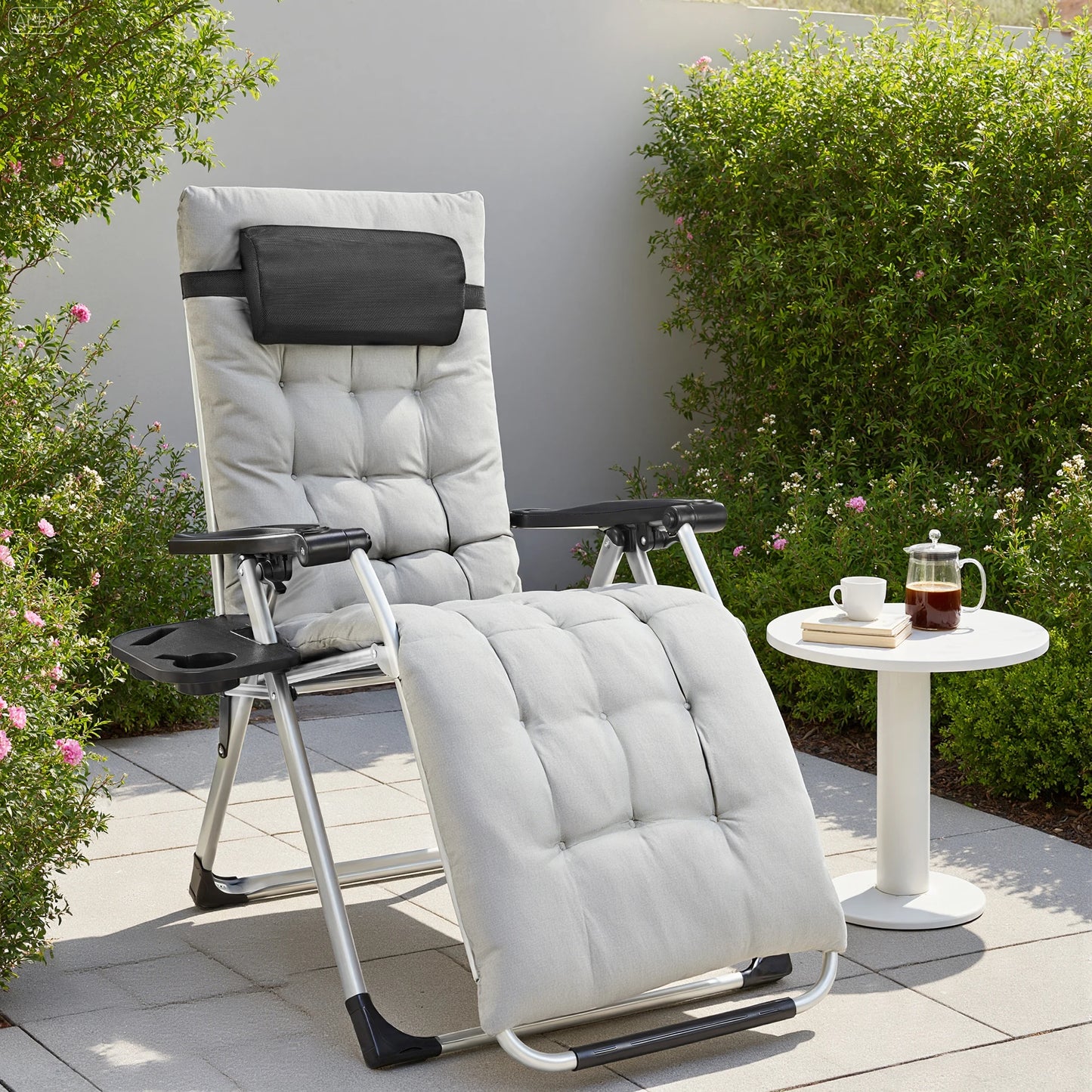 JHK Zero Gravity Recliner Set 2 Portable Outdoor Lounge Chairs