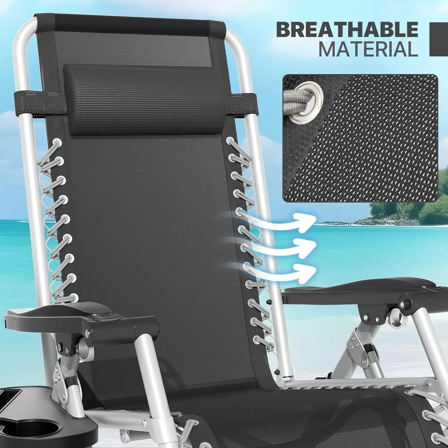 Zero Gravity Chair With Cushion Reclining Outdoor Patio Lounger