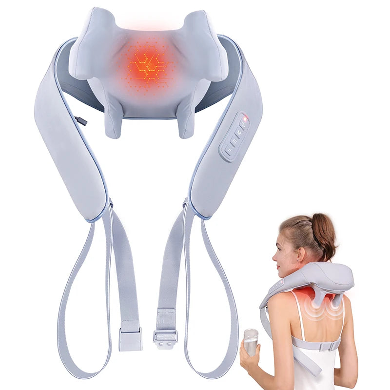 MASGREE Shiatsu Back Neck Massager Cordless Heated 3D Kneading Pillow