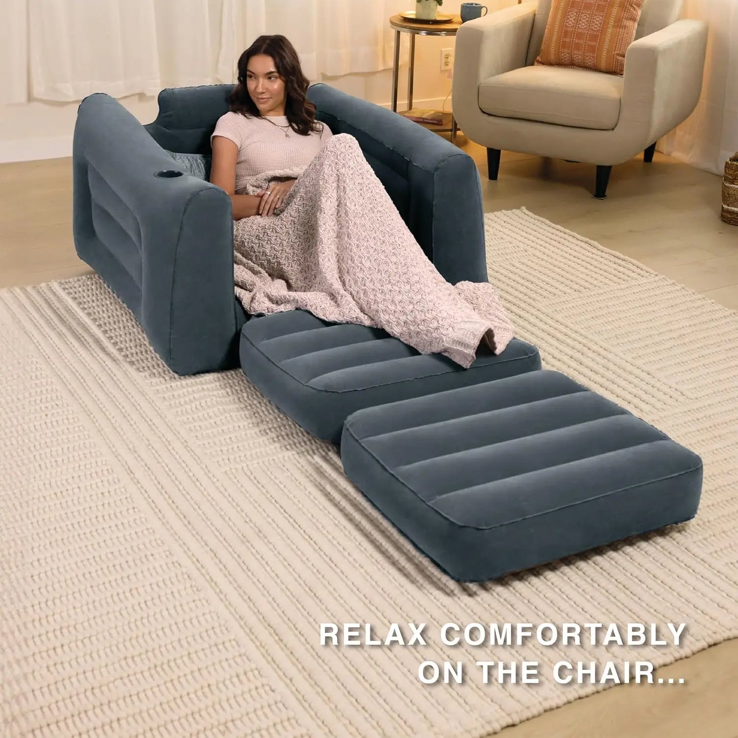 Inflatable Pullout Chair Bed With Built In Cupholder