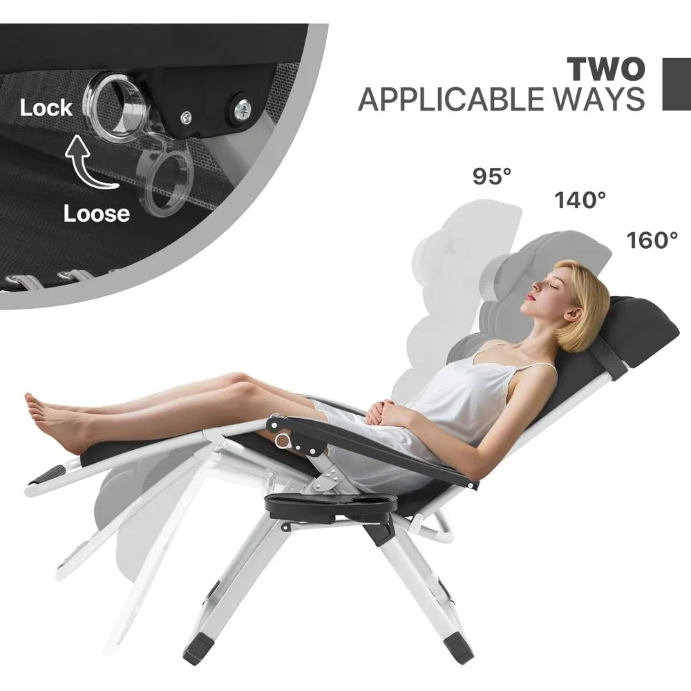 Zero Gravity Chair With Cushion Reclining Outdoor Patio Lounger