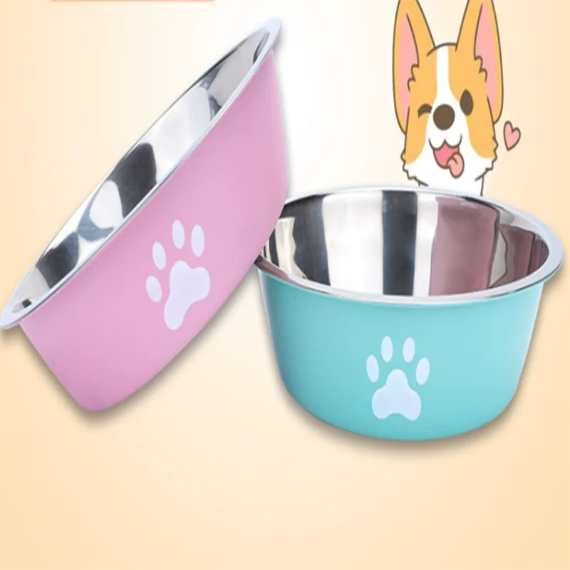 Large Capacity Dog Food Bowl Stainless Steel Anti Knock