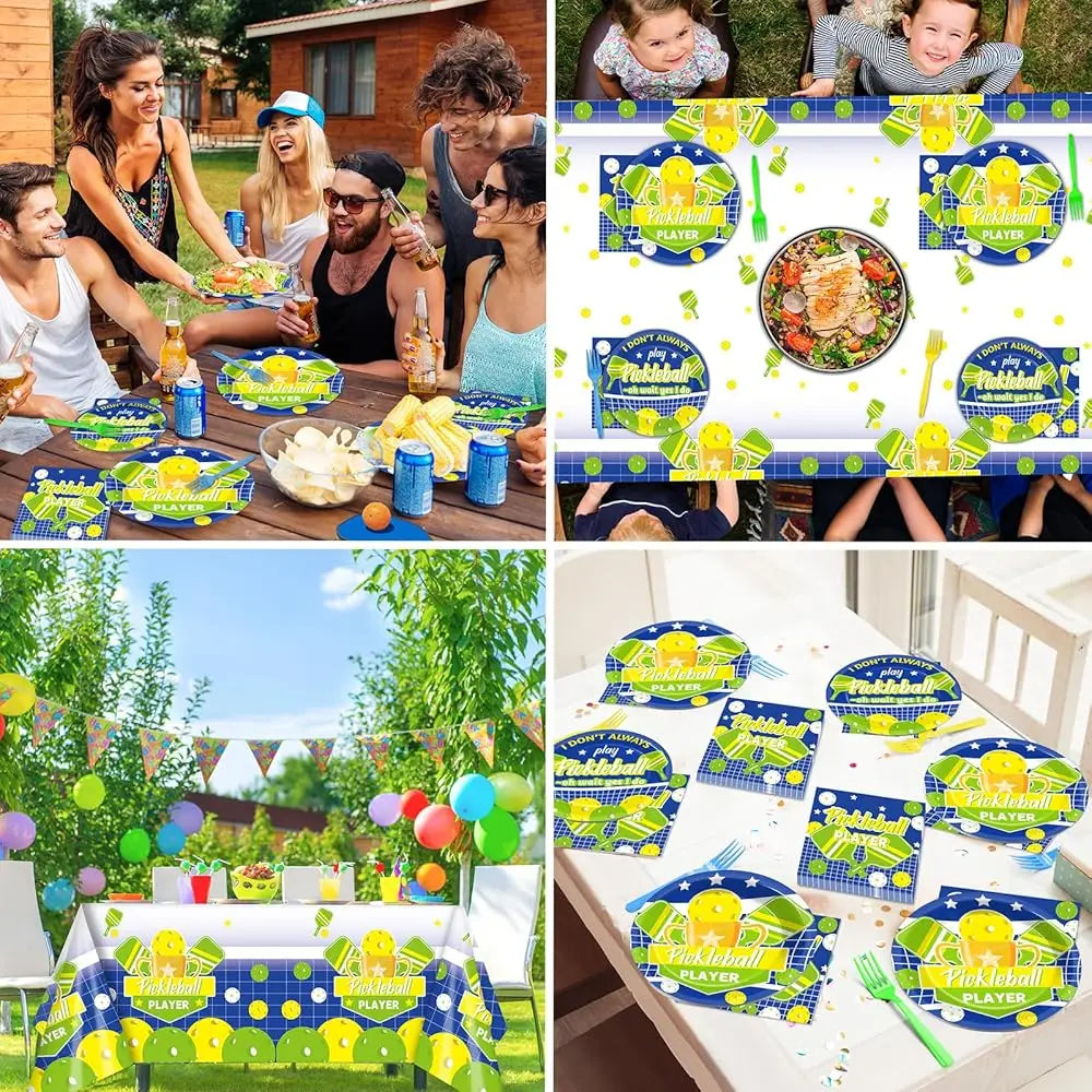 BonJean 24 Guests Pickleball Party Tableware Set Disposable Plates
