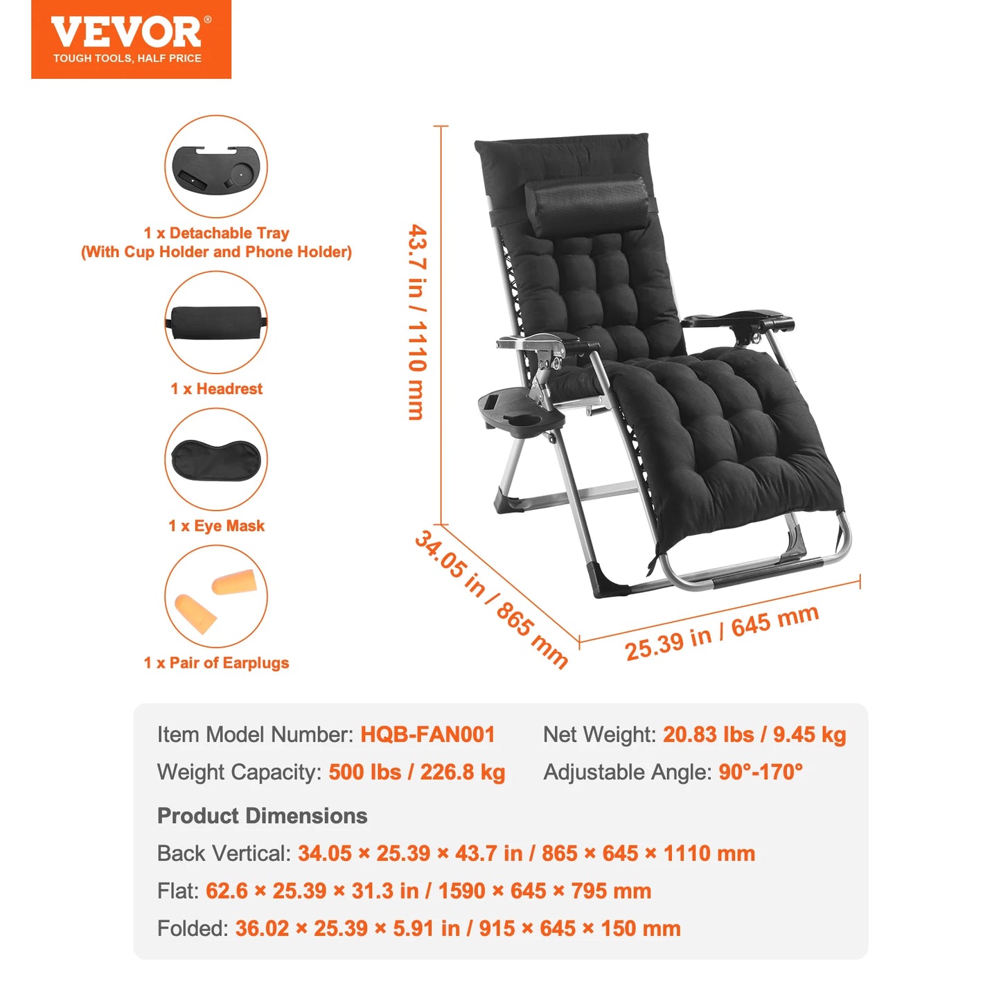 SucceBuy Zero Gravity Chair Recliner Lounge With Cupholder And Cushion