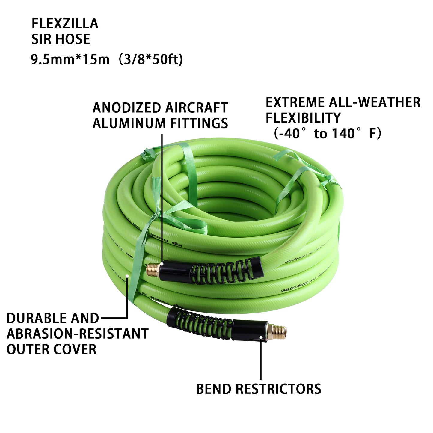 Heavy Duty Air Hose 300 PSI Kink Resistant Flexible Compressor Hose