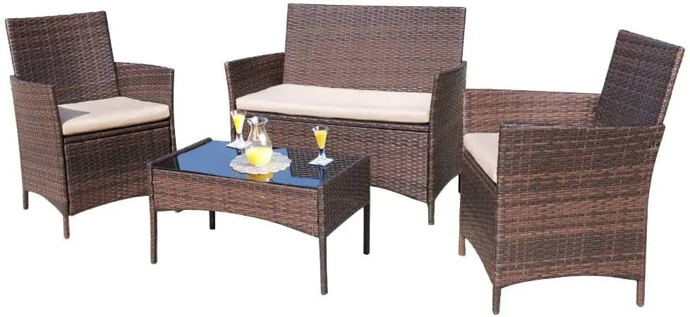 Outdoor Patio Furniture Set Rattan Wicker Chairs For Garden Porch