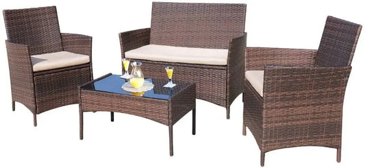Outdoor Patio Furniture Set Rattan Wicker Chairs For Garden Porch