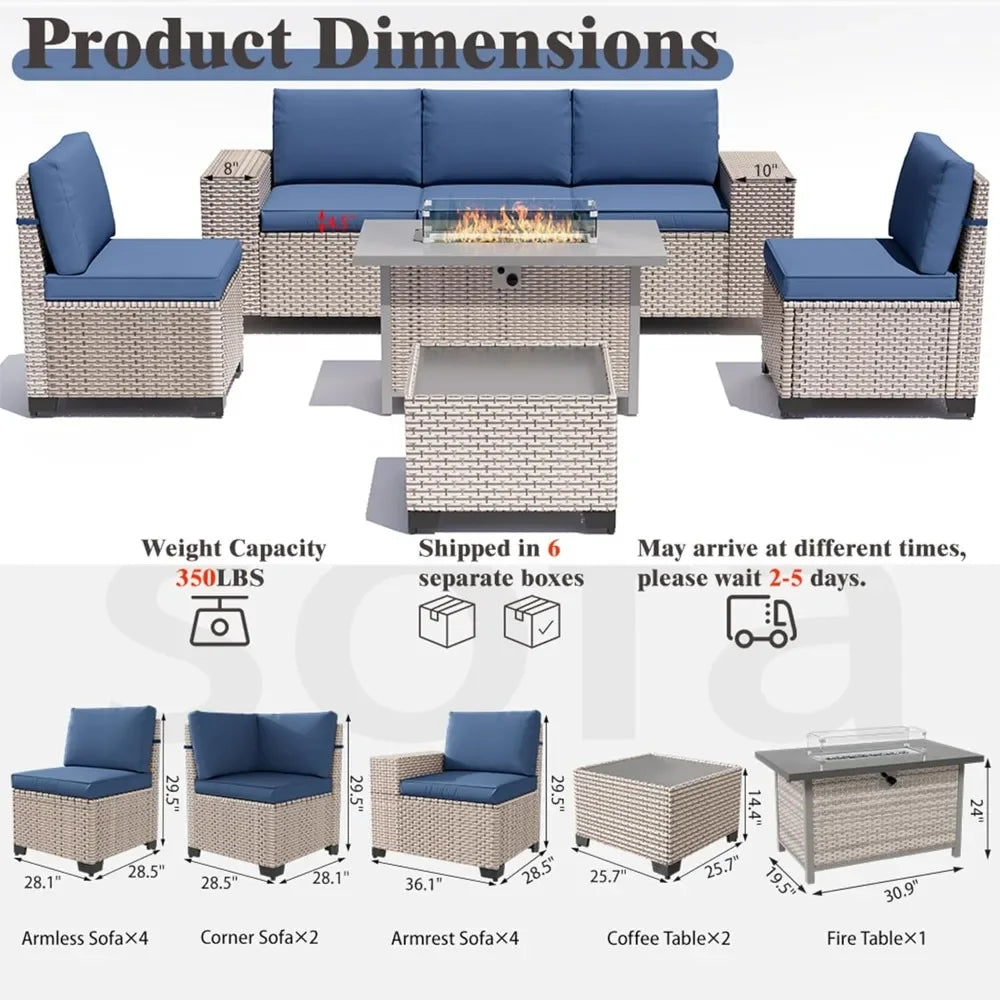 Outdoor Patio Wicker Sectional Sofa Set For Garden And Patio