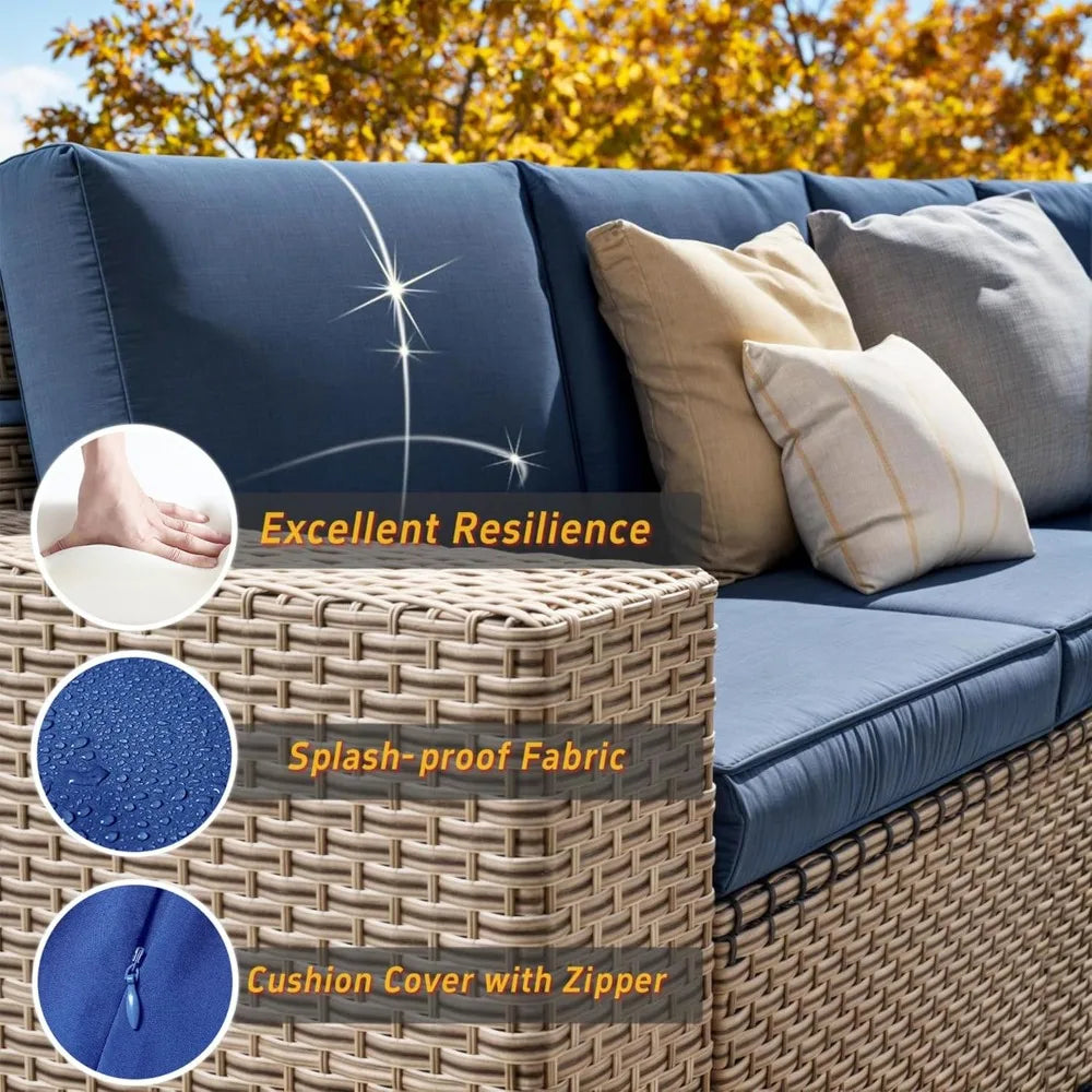 Outdoor Patio Wicker Sectional Sofa Set For Garden And Patio