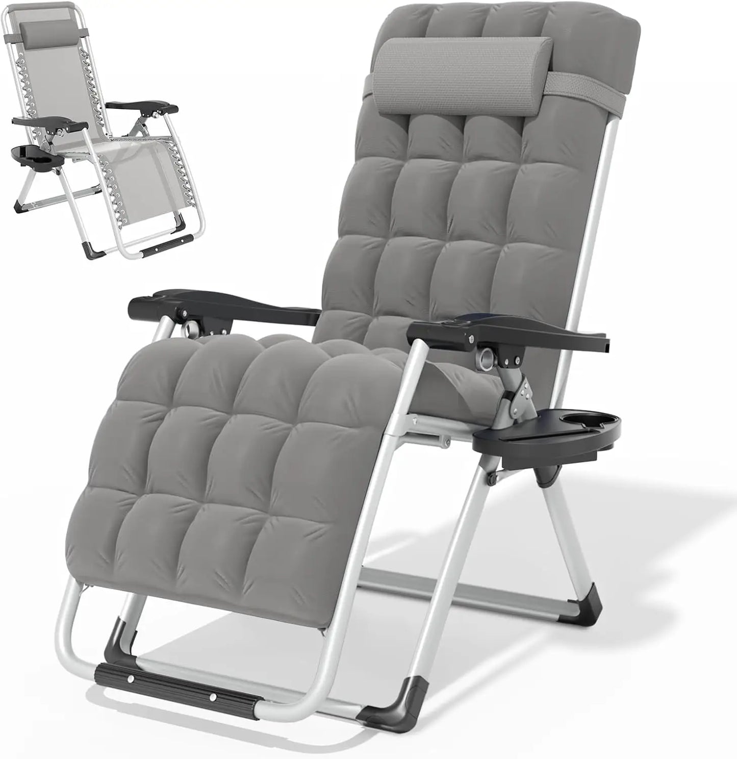 Zero Gravity Chair With Cushion Reclining Outdoor Patio Lounger
