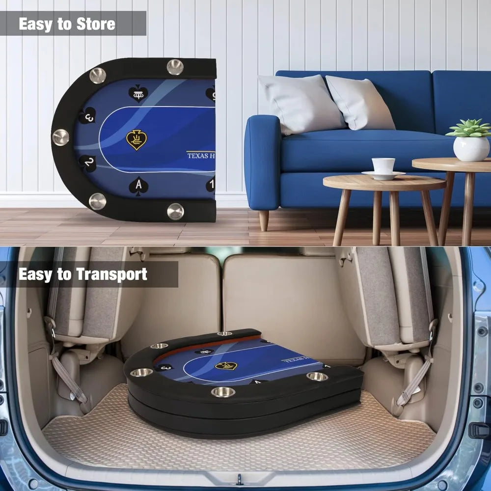 RBXC Foldable Poker Table for 10 Players Texas Holdem Blackjack