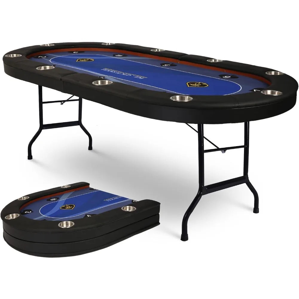 RBXC Foldable Poker Table for 10 Players Texas Holdem Blackjack