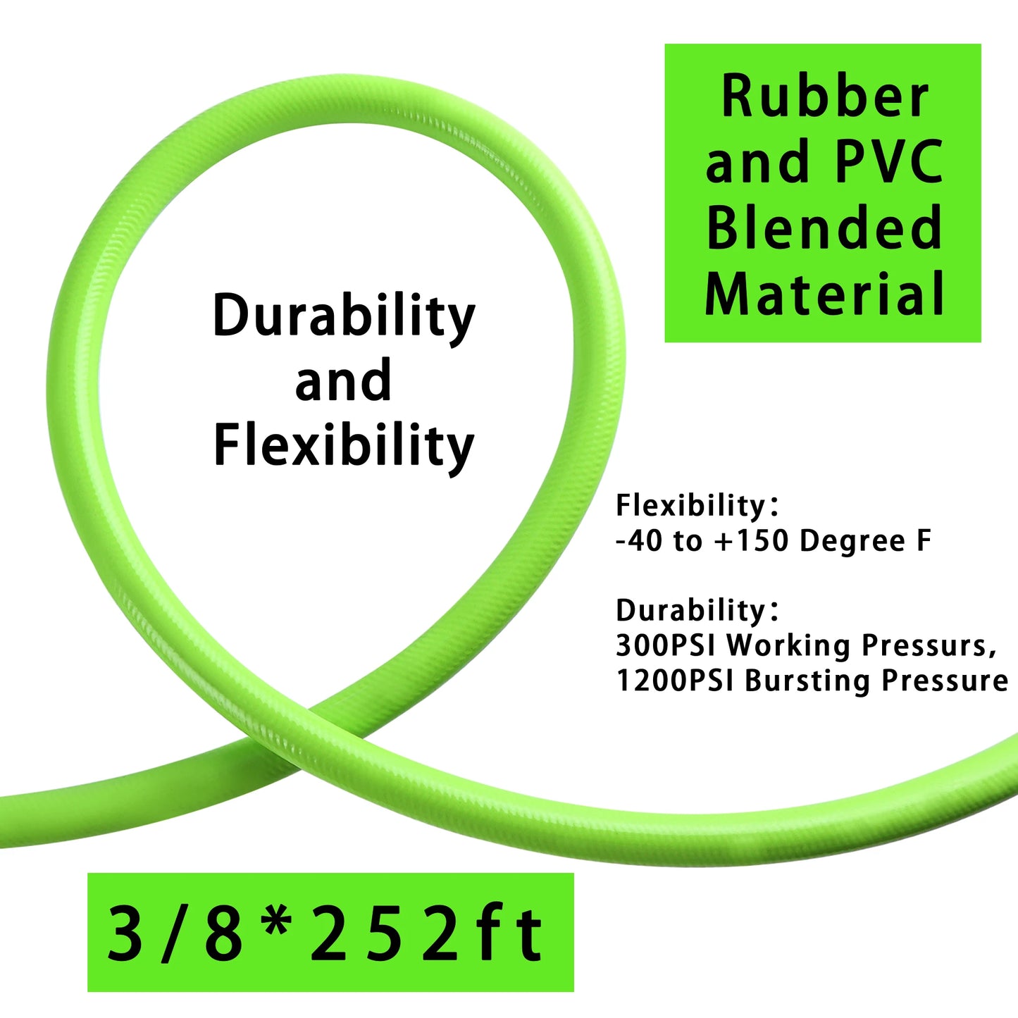 Heavy Duty Air Hose 300 PSI Kink Resistant Flexible Compressor Hose