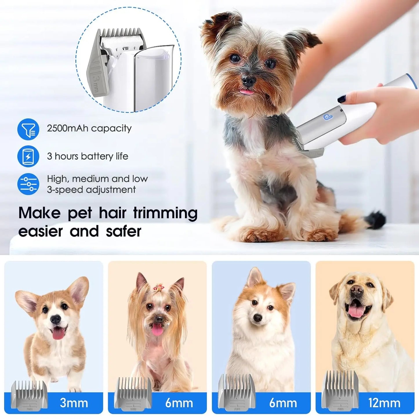 HiMISS Dog Grooming Kit With Vacuum Suction And Grooming Tools