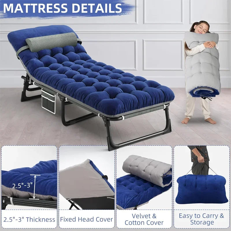 Snozeflex Camping Cot With Mattress Four Position Folding Bed