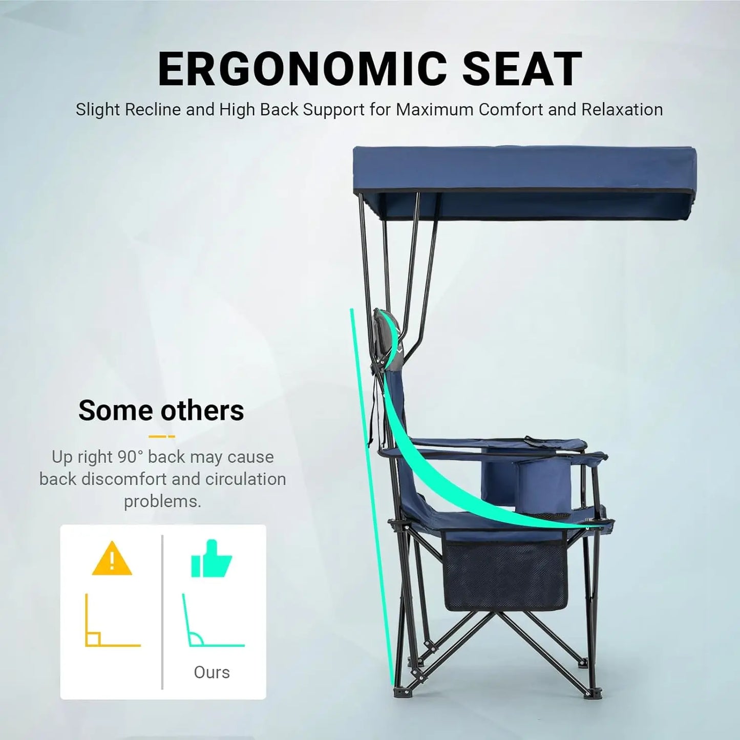 Overmont Oversized Camping Chair With Canopy And Cup Holder