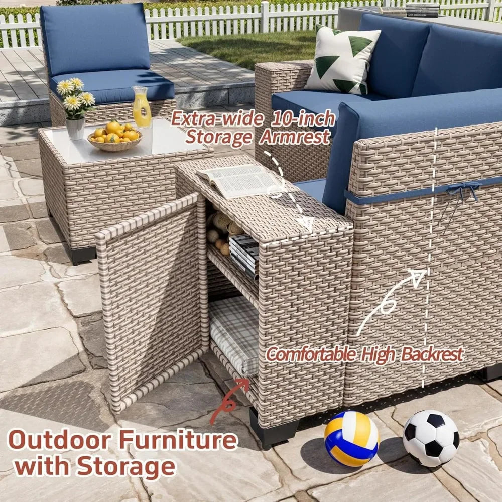 Outdoor Patio Wicker Sectional Sofa Set For Garden And Patio