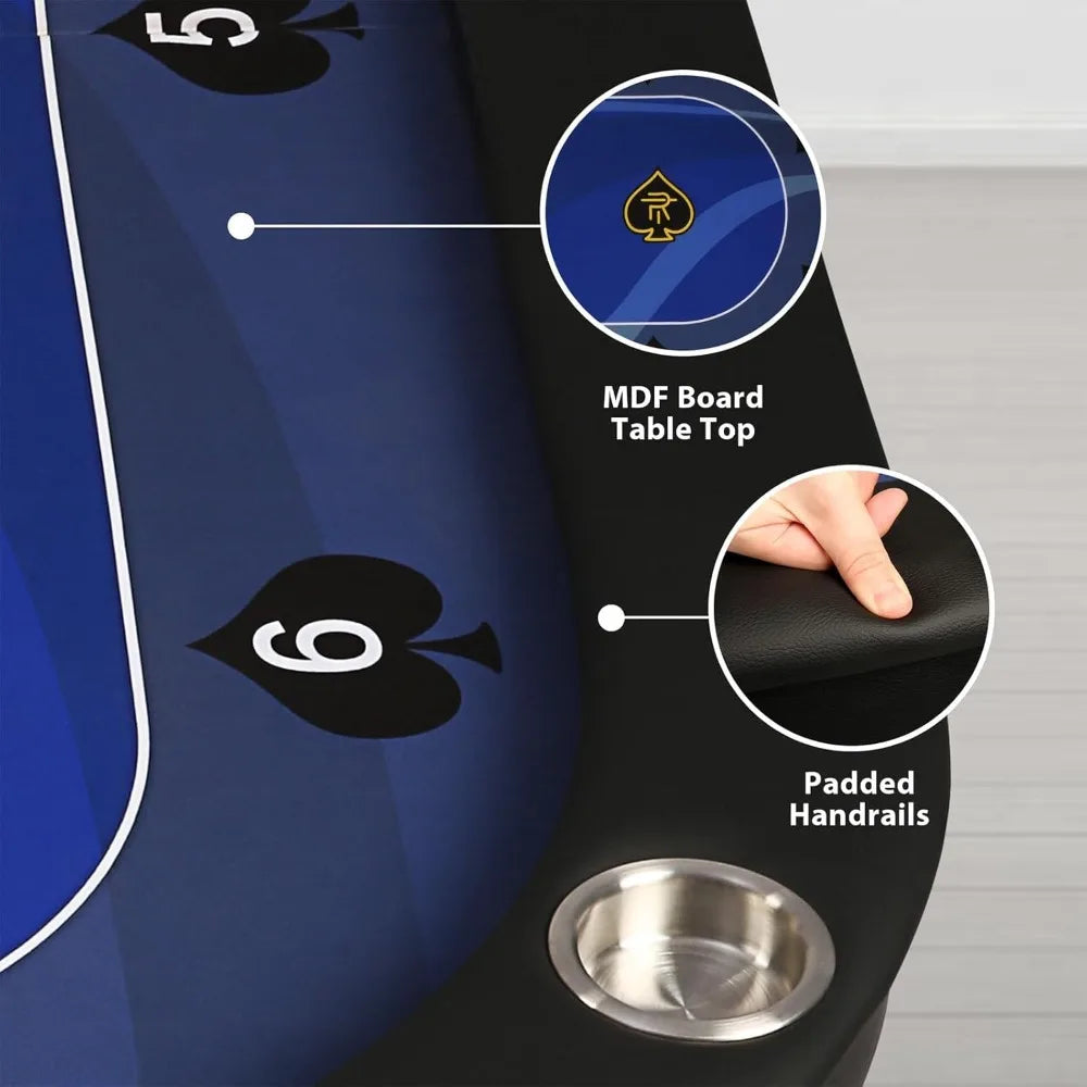 RBXC Foldable Poker Table for 10 Players Texas Holdem Blackjack