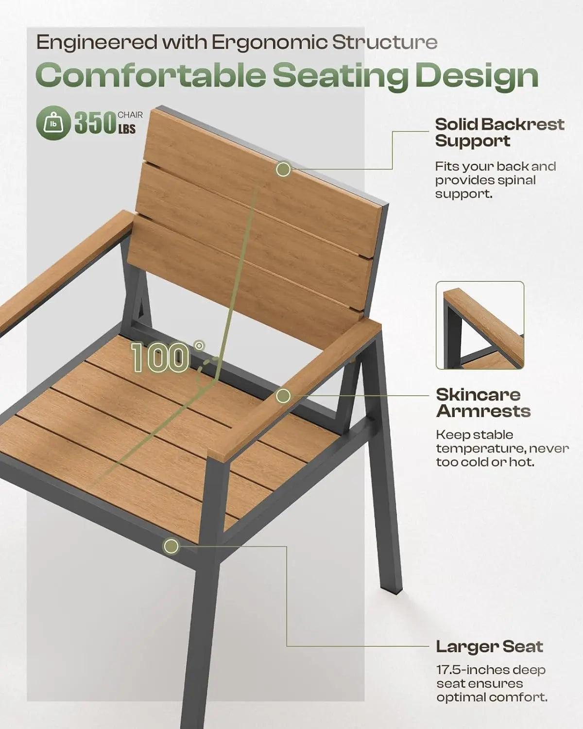 XMSJ 7 Piece Outdoor Dining Set Patio Table Chairs