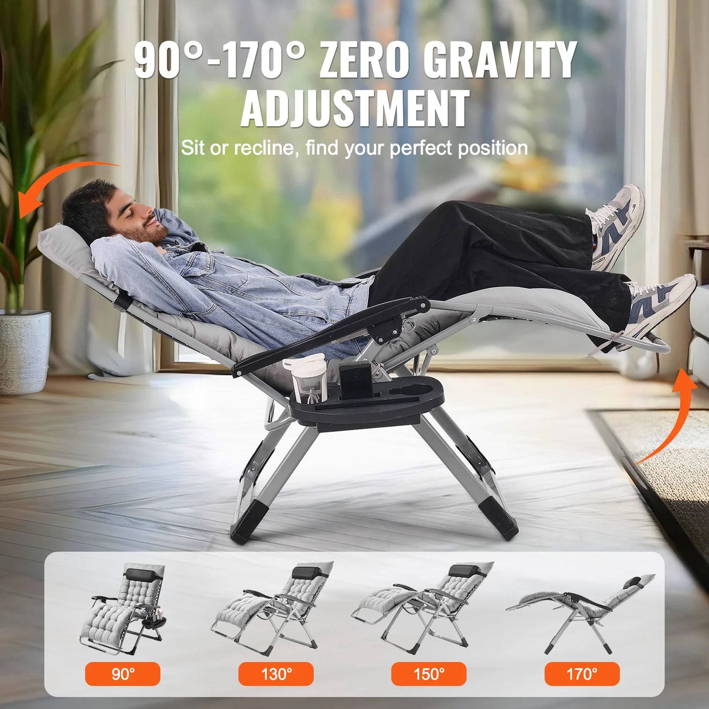SucceBuy Zero Gravity Chair Recliner Lounge With Cupholder And Cushion