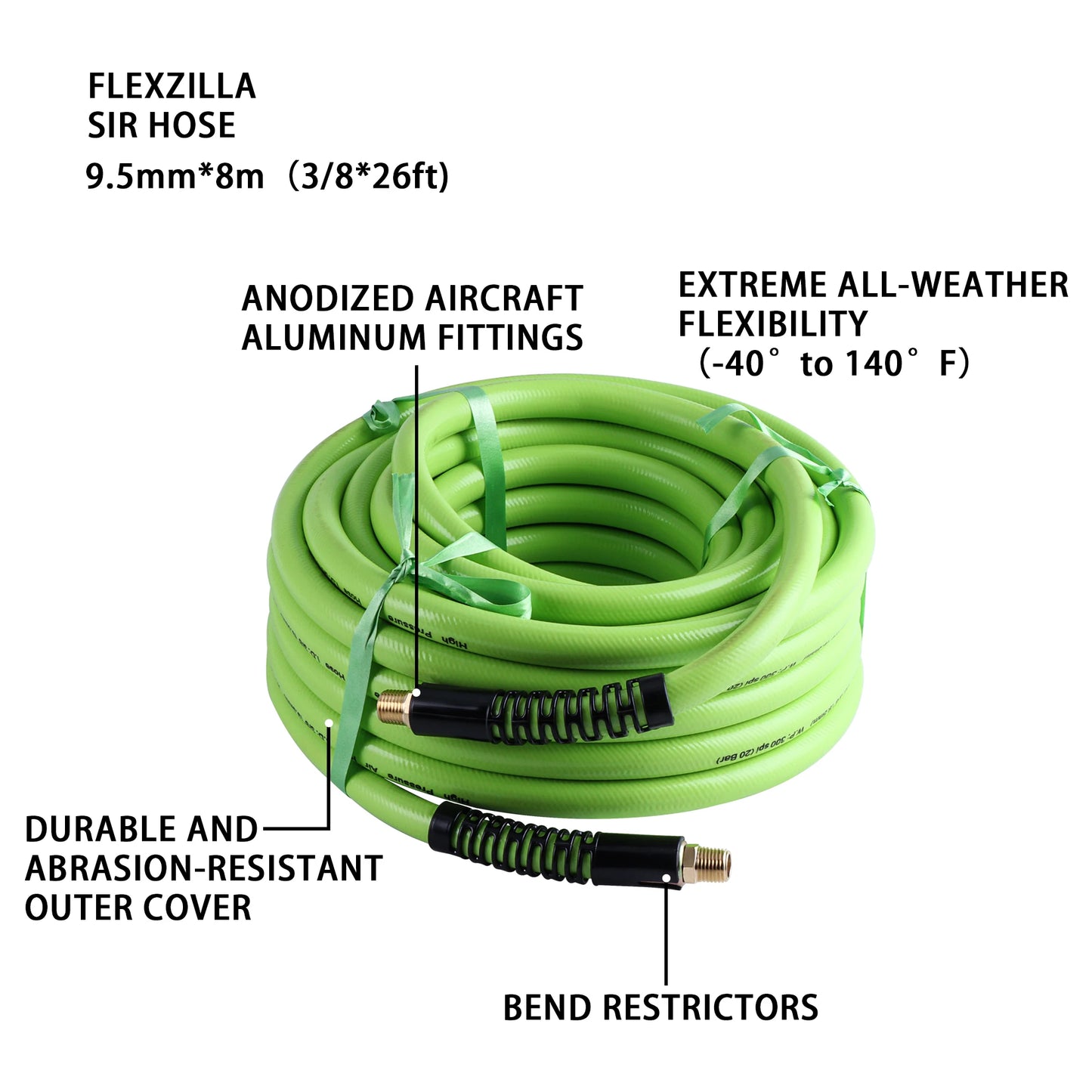 Heavy Duty Air Hose 300 PSI Kink Resistant Flexible Compressor Hose