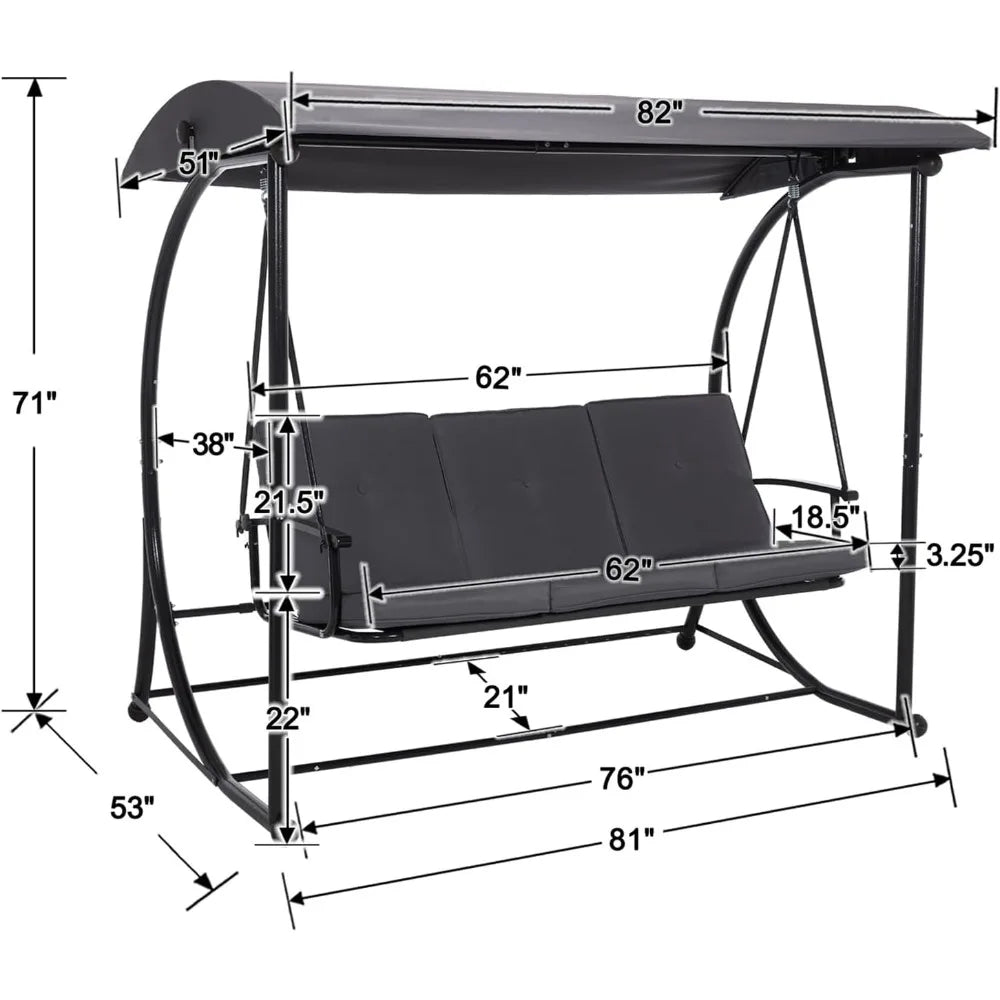 Outdoor Porch Swing With Canopy Cushions Weatherproof Construction