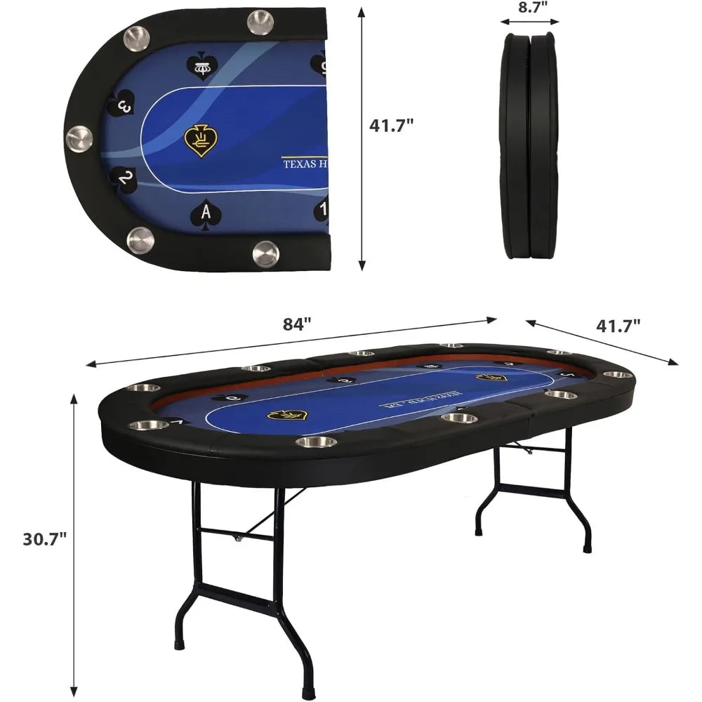 RBXC Foldable Poker Table for 10 Players Texas Holdem Blackjack