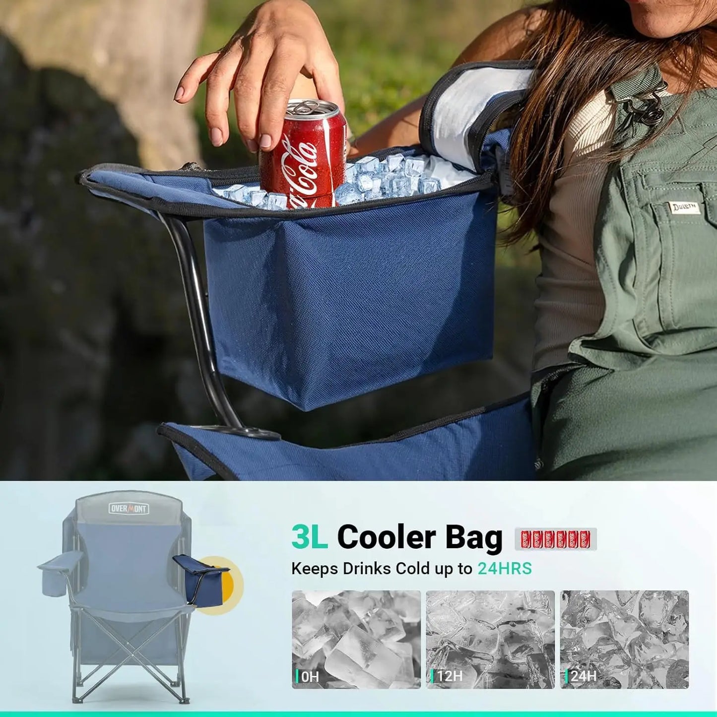 Overmont Oversized Camping Chair With Canopy And Cup Holder