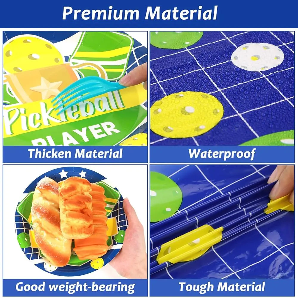 BonJean 24 Guests Pickleball Party Tableware Set Disposable Plates