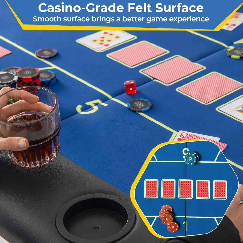 DAFIFY Foldable Poker Table for 8 Players with Cup Holders