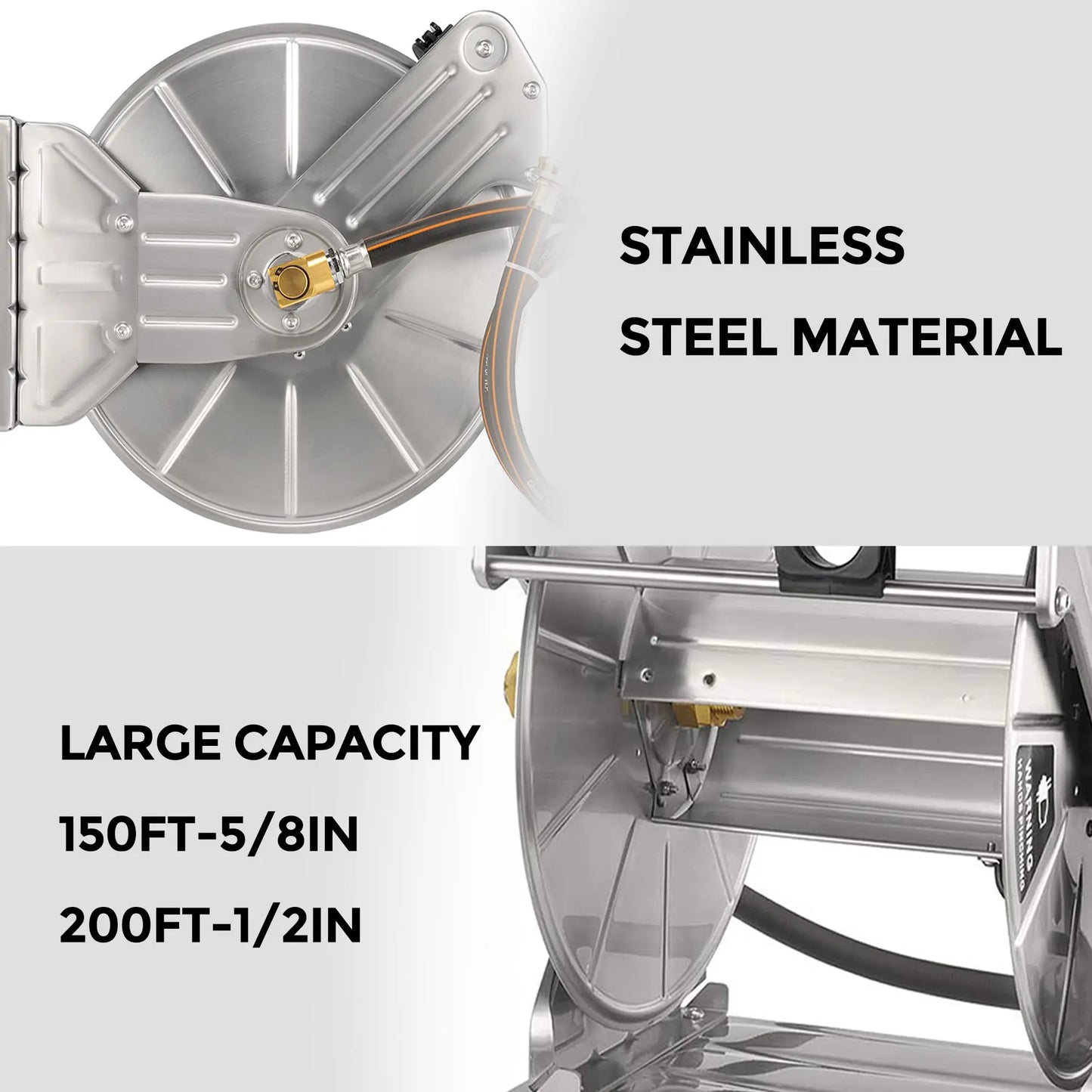 Giraffe Tools Stainless Steel Hose Reel Heavy Duty Wall Mounted