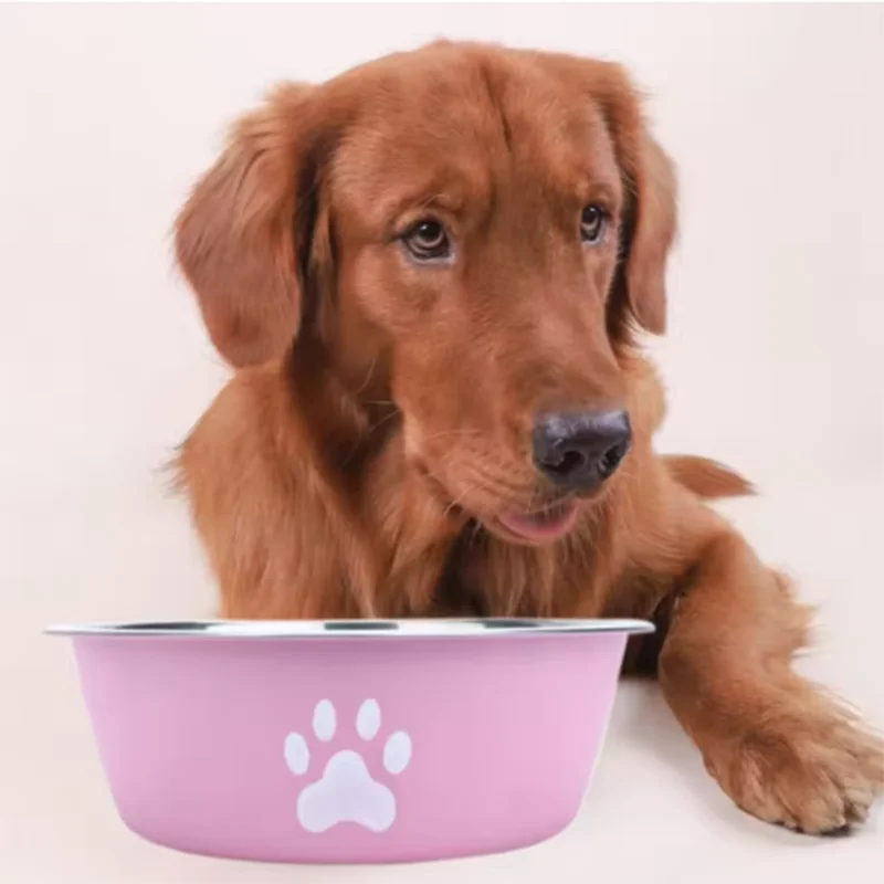 Large Capacity Dog Food Bowl Stainless Steel Anti Knock