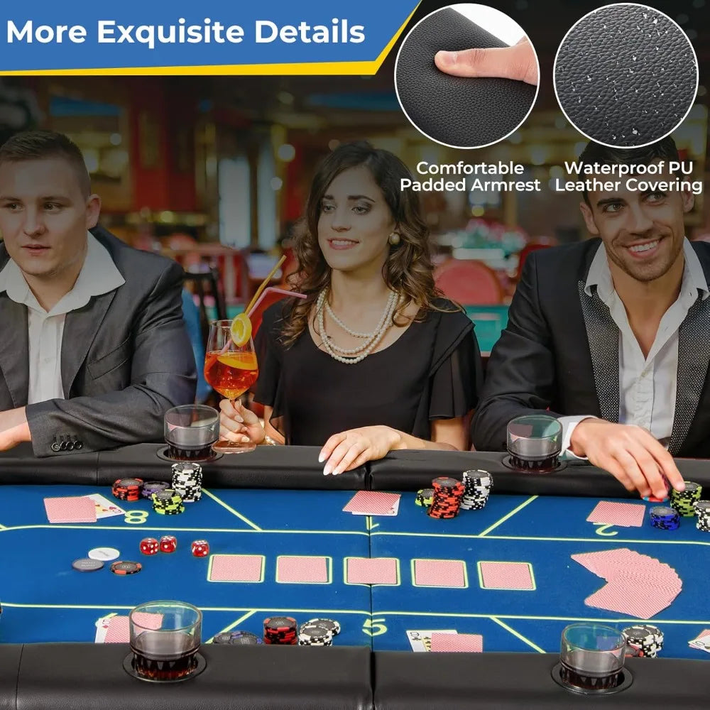 DAFIFY Foldable Poker Table for 8 Players with Cup Holders