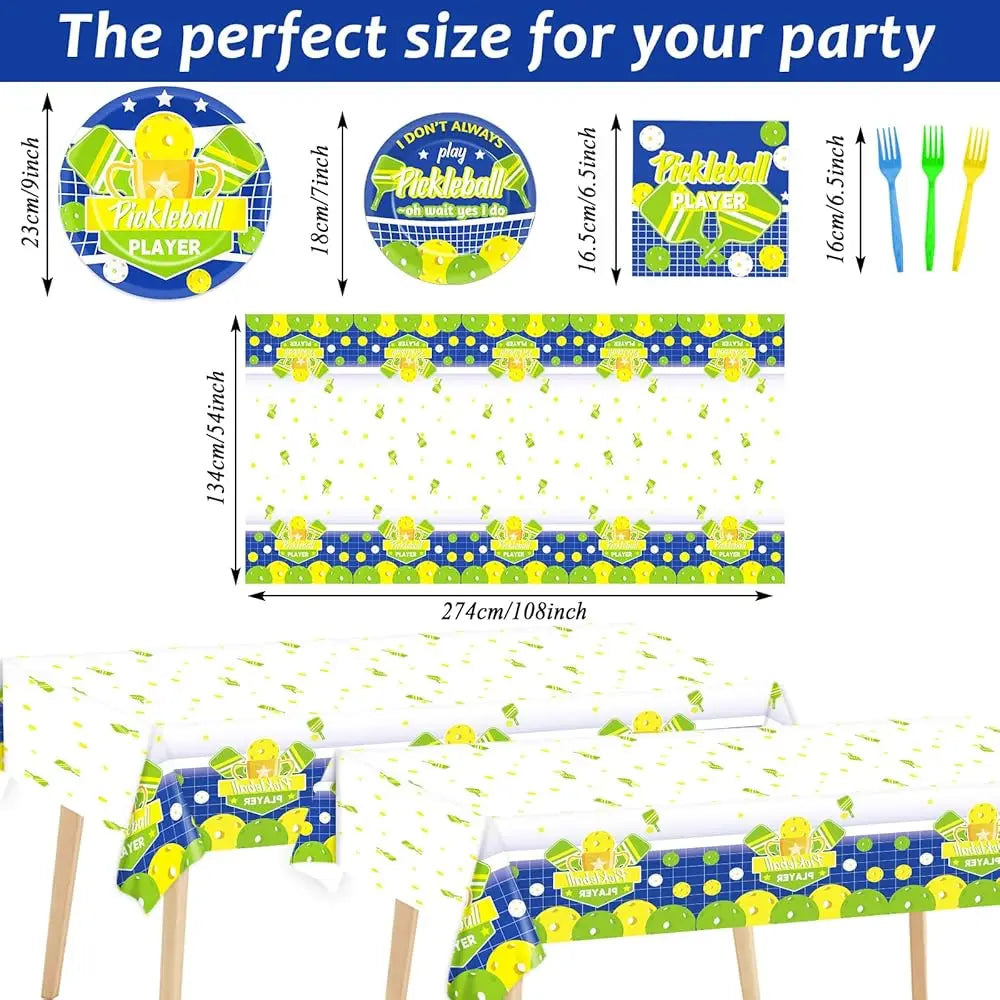 BonJean 24 Guests Pickleball Party Tableware Set Disposable Plates