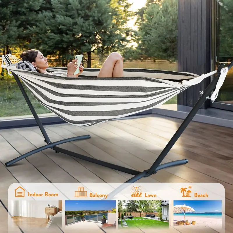 Gyroor Hammock With Adjustable Stand Storage Bag 600 Pound Capacity