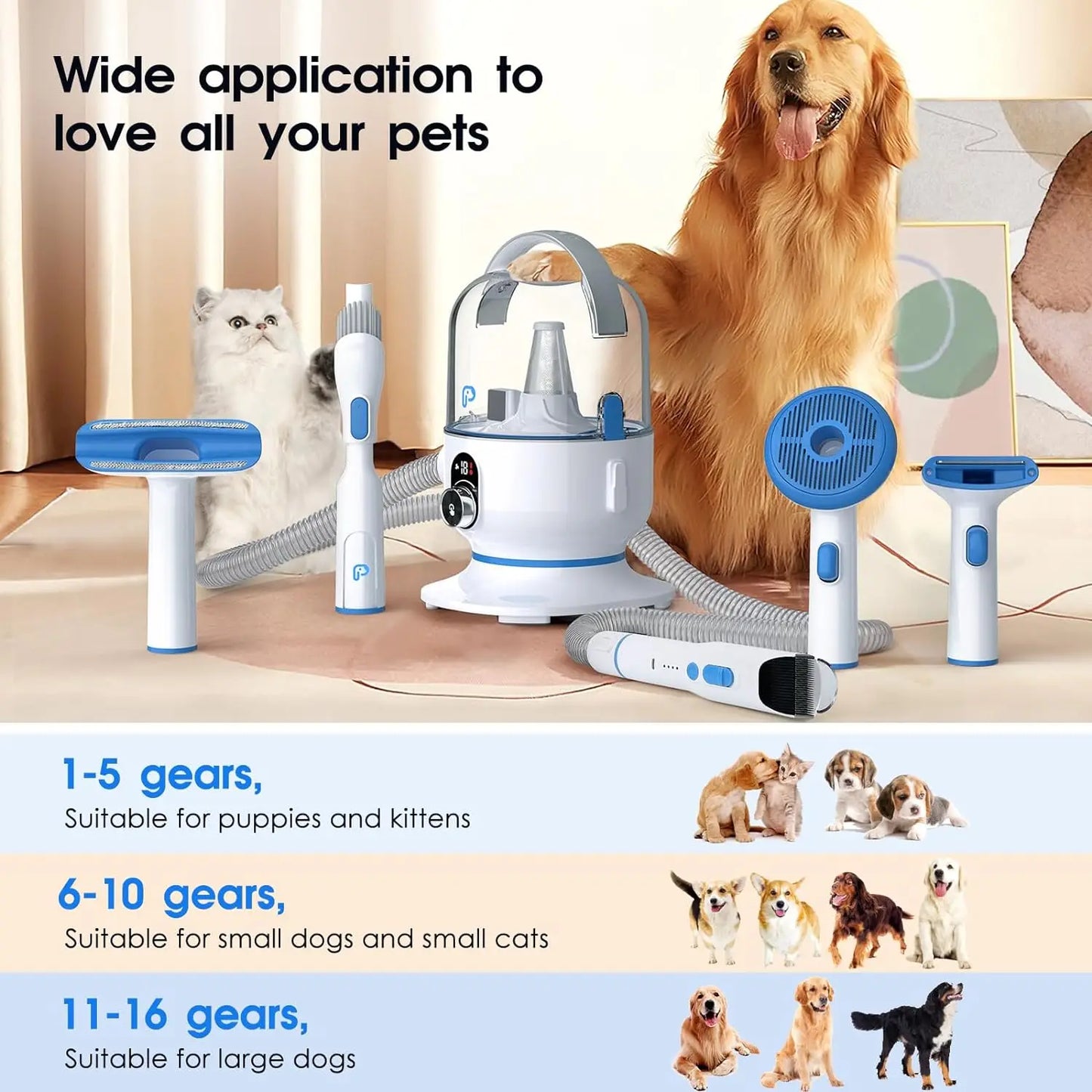 HiMISS Dog Grooming Kit With Vacuum Suction And Grooming Tools