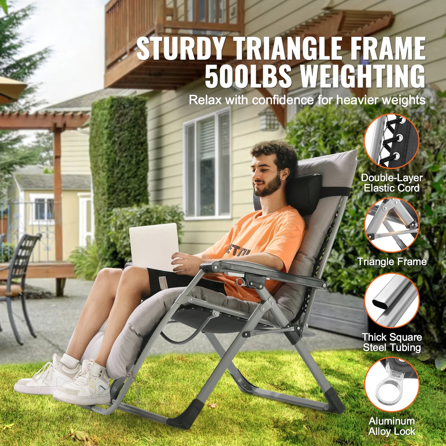 SucceBuy Zero Gravity Chair Recliner Lounge With Cupholder And Cushion